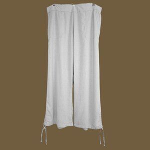 Naturals D&Co Womens Wide Leg Linen Pants Size XL Beige Coastal Laggenlook
